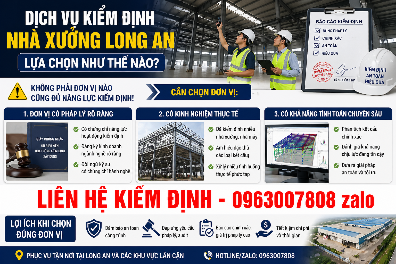 dịch vụ kiểm định nhà xưởng Long An cách chọn đơn vị có pháp lý kinh nghiệm và năng lực tính toán