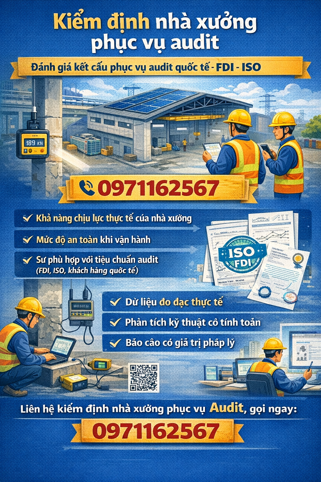Kiểm định nhà xưởng phục vụ audit FDI, đánh giá kết cấu và chứng nhận an toàn chịu lực công trình
