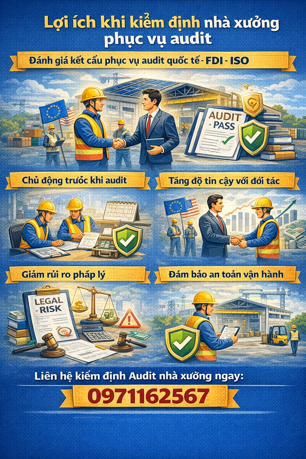 Kiểm định nhà xưởng phục vụ audit FDI và ISO, đánh giá kết cấu và chứng nhận an toàn chịu lực