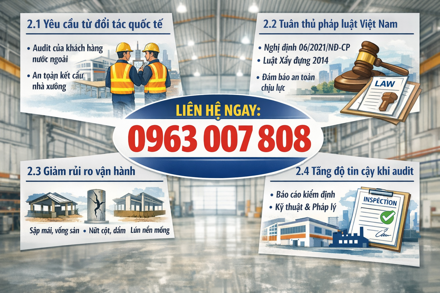 Kiểm định nhà xưởng FDI đánh giá an toàn kết cấu, phục vụ audit quốc tế và tuân thủ pháp luật Việt Nam
