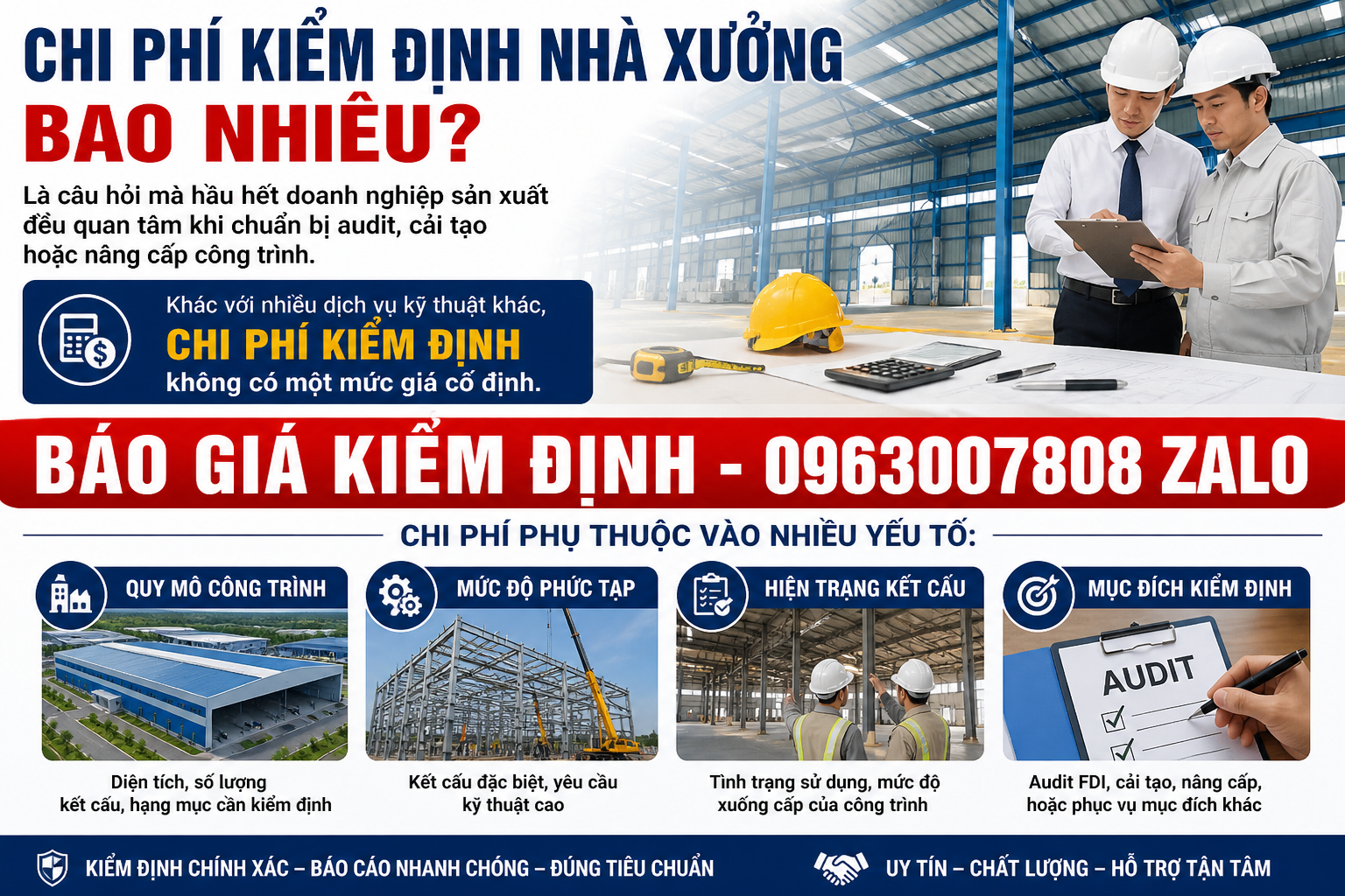 chi phi kiem dinh nha xuong bao nhieu bao gia kiem dinh nha xuong audit fdi cai tao nang cap ket cau 0963007808 zalo
