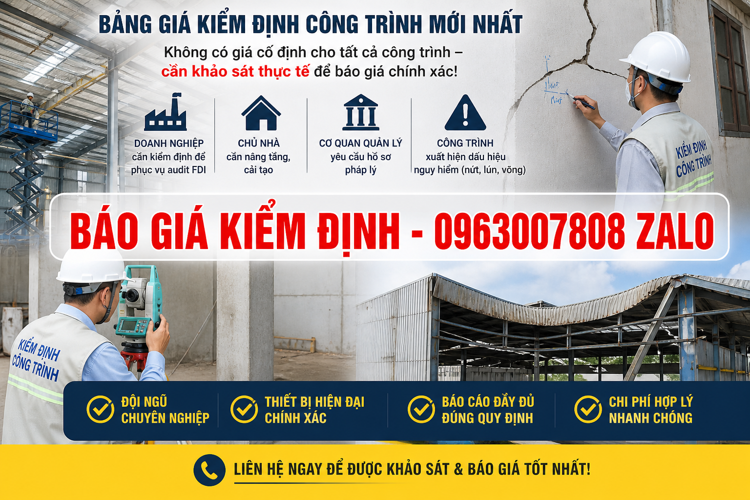 bảng giá kiểm định công trình mới nhất báo giá kiểm định nhà xưởng nhà phố 2026