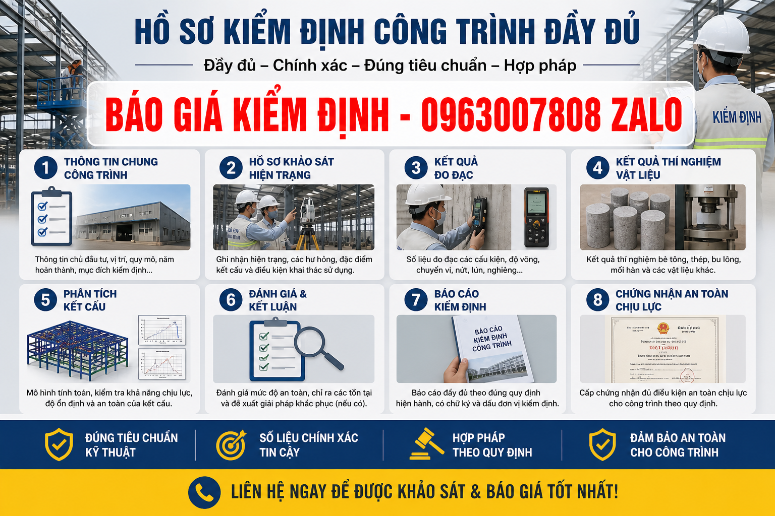 ho so kiem dinh cong trinh day du gom khao sat do dac thi nghiem phan tich bao cao va chung nhan an toan