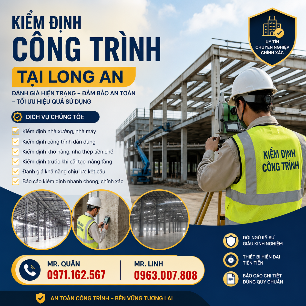 Kiểm định công trình tại Long An cho nhà xưởng và công trình dân dụng
