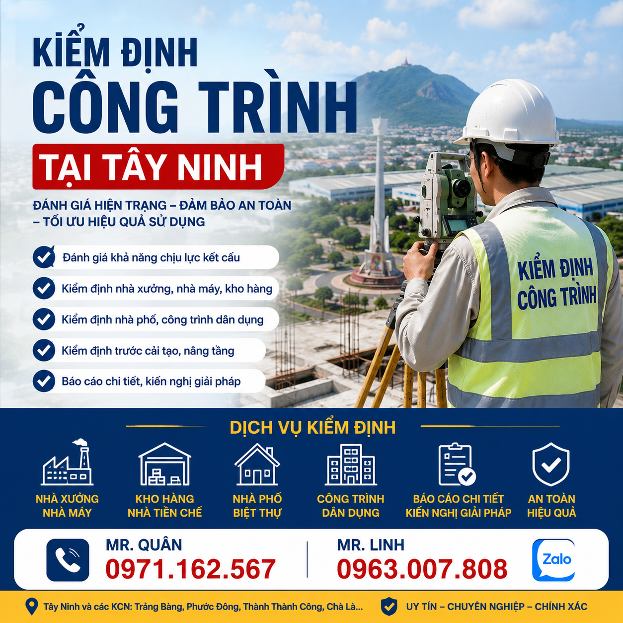 Kiểm định công trình tại Tây Ninh cho nhà xưởng và công trình dân dụng