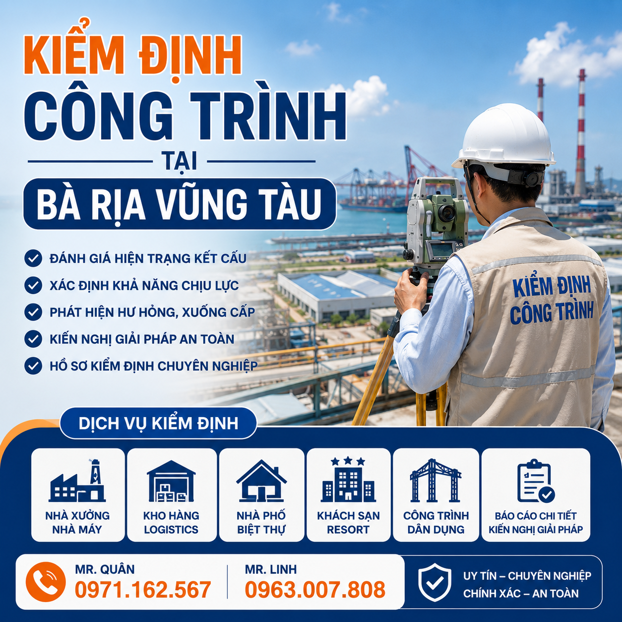Kiểm định công trình tại Bà Rịa Vũng Tàu cho nhà xưởng và công trình công nghiệp