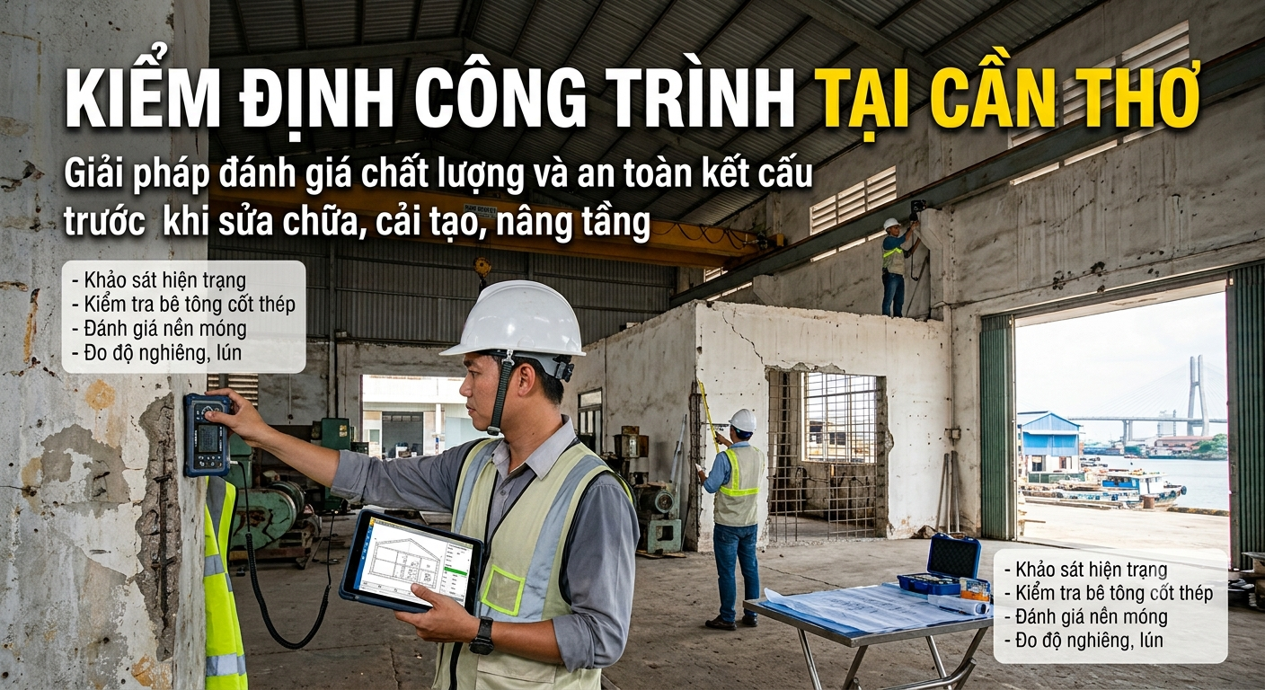 Kiểm định công trình tại Cần Thơ cho nhà xưởng và công trình xây dựng bởi KIỂM ĐỊNH NHÀ MÁY NGHI HÂN