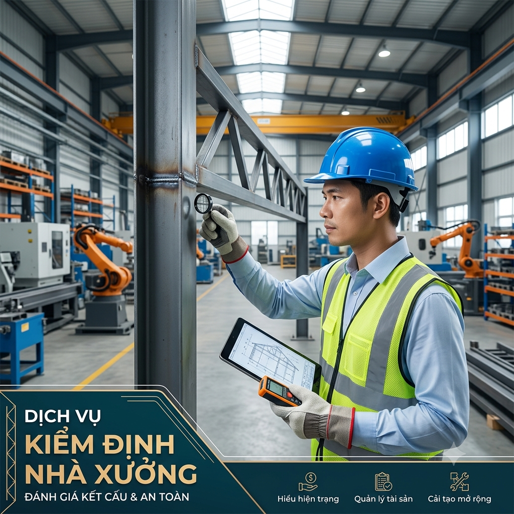 Dịch vụ kiểm định nhà xưởng khảo sát hiện trạng kết cấu công trình