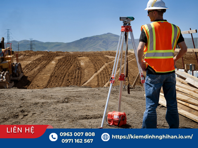 Kỹ sư sử dụng thiết bị trắc địa đo đạc hỗ trợ khảo sát hiện trạng nhà xưởng bằng scan 3D trên diện tích lớn