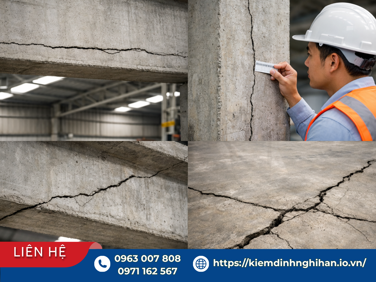 Kiểm tra và đánh giá các vết nứt kết cấu bê tông cốt thép nhà xưởng phục vụ audit