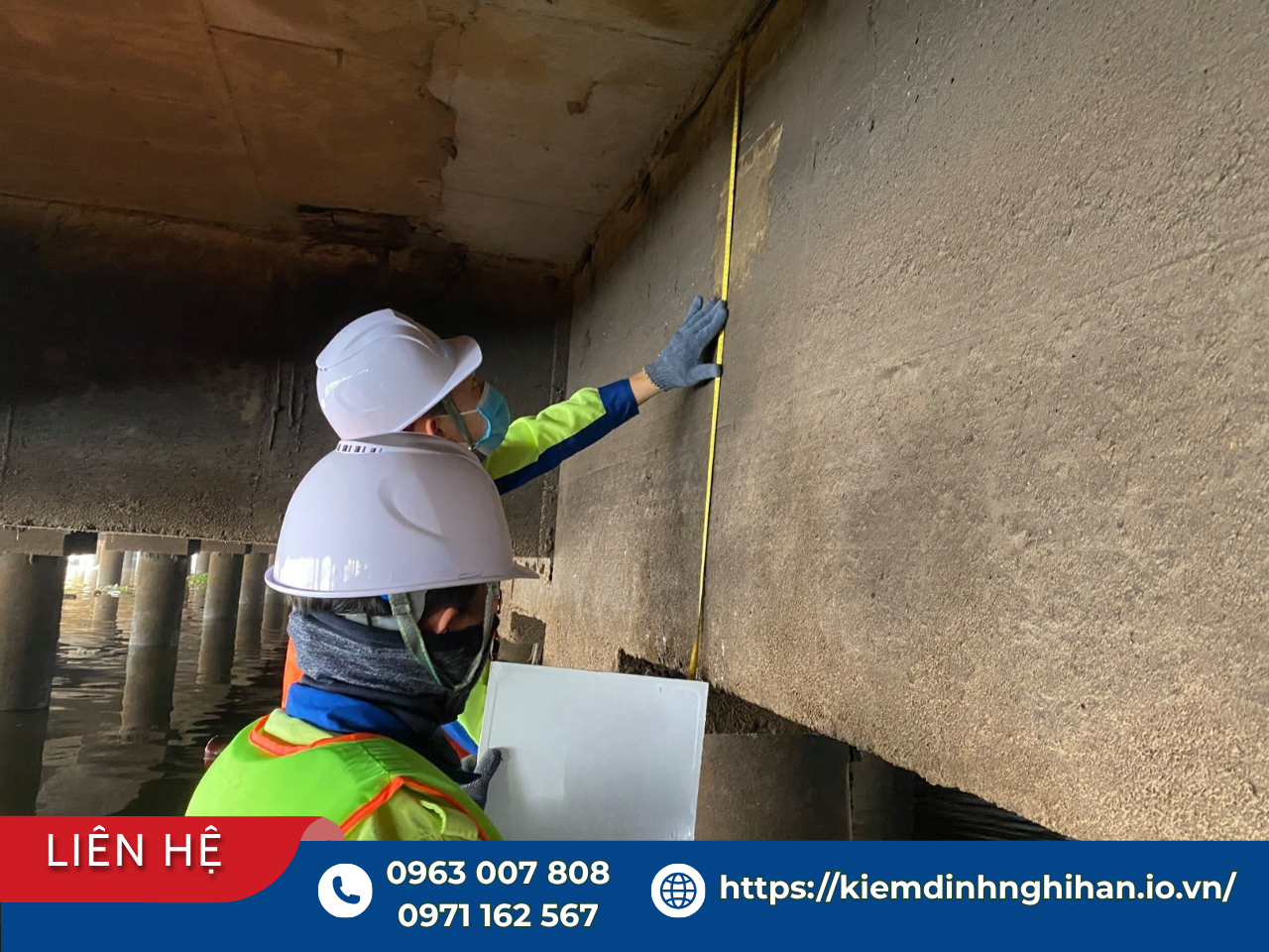 Kỹ sư khảo sát đo đạc hiện trạng kích thước dầm bê tông nhà xưởng lập hồ sơ kiểm định