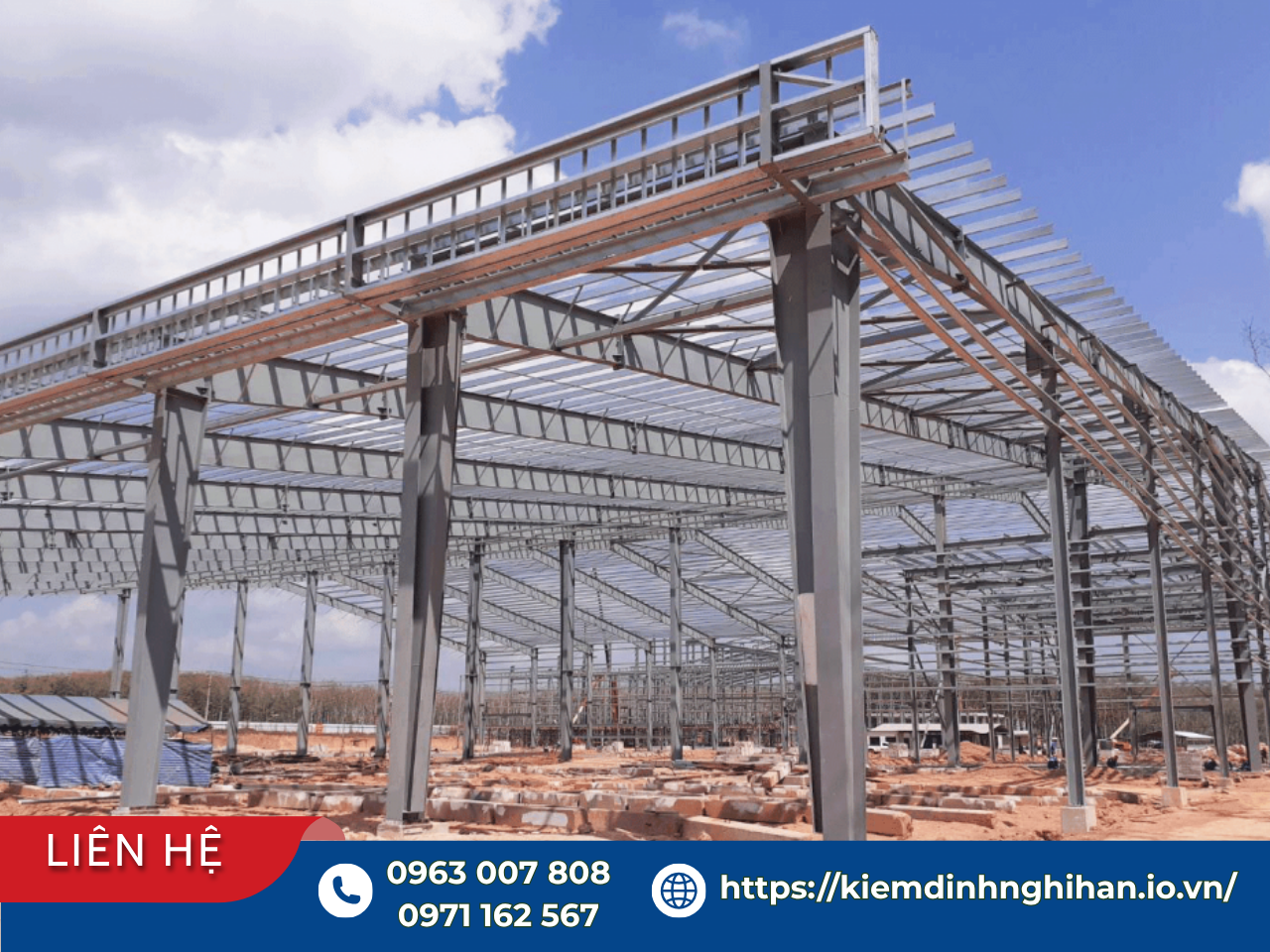 Khung kết cấu thép tiền chế nhà xưởng phục vụ việc thu thập dữ liệu và cách tính tải trọng chịu lực cho phép của nhà xưởng.