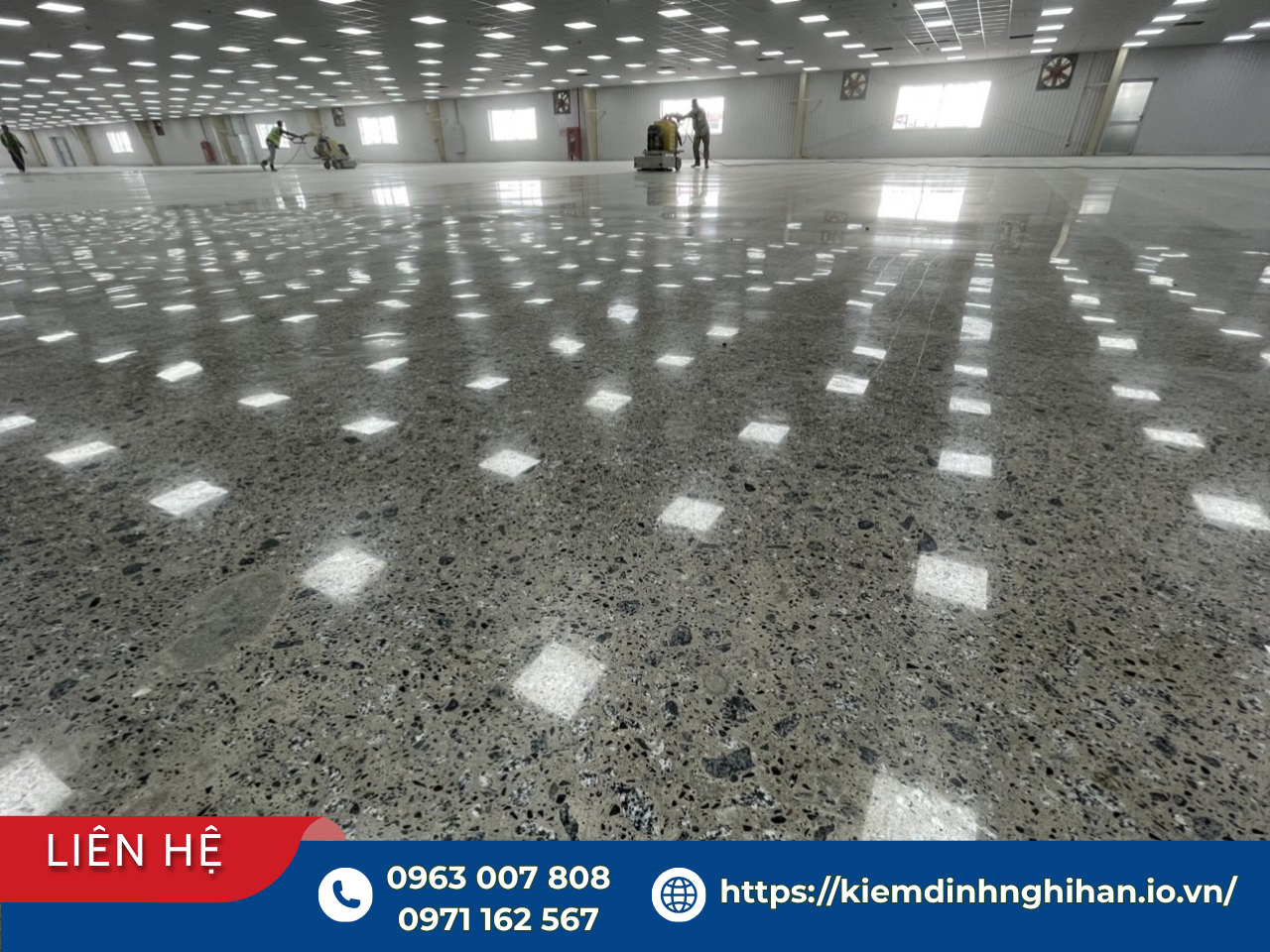 Mặt sàn bê tông nhà xưởng sau hoàn thiện chuẩn bị kiểm định và thử tải sàn bê tông nhà xưởng